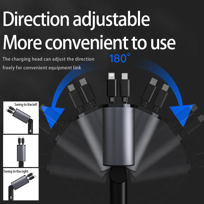 4 in 1 Retractable Car fast Charger for iPhone & Android